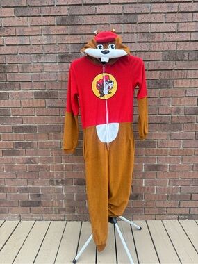 Buc-ee's Beaver Mascot Union Body Suit Costume Pajamas One Piece Youth M/L GUC